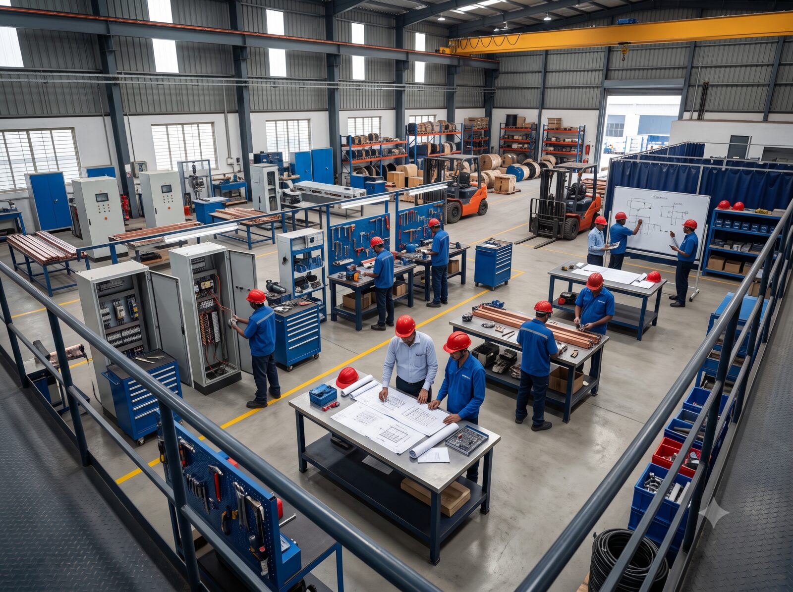 Engineers collaborating on the manufacturing floor