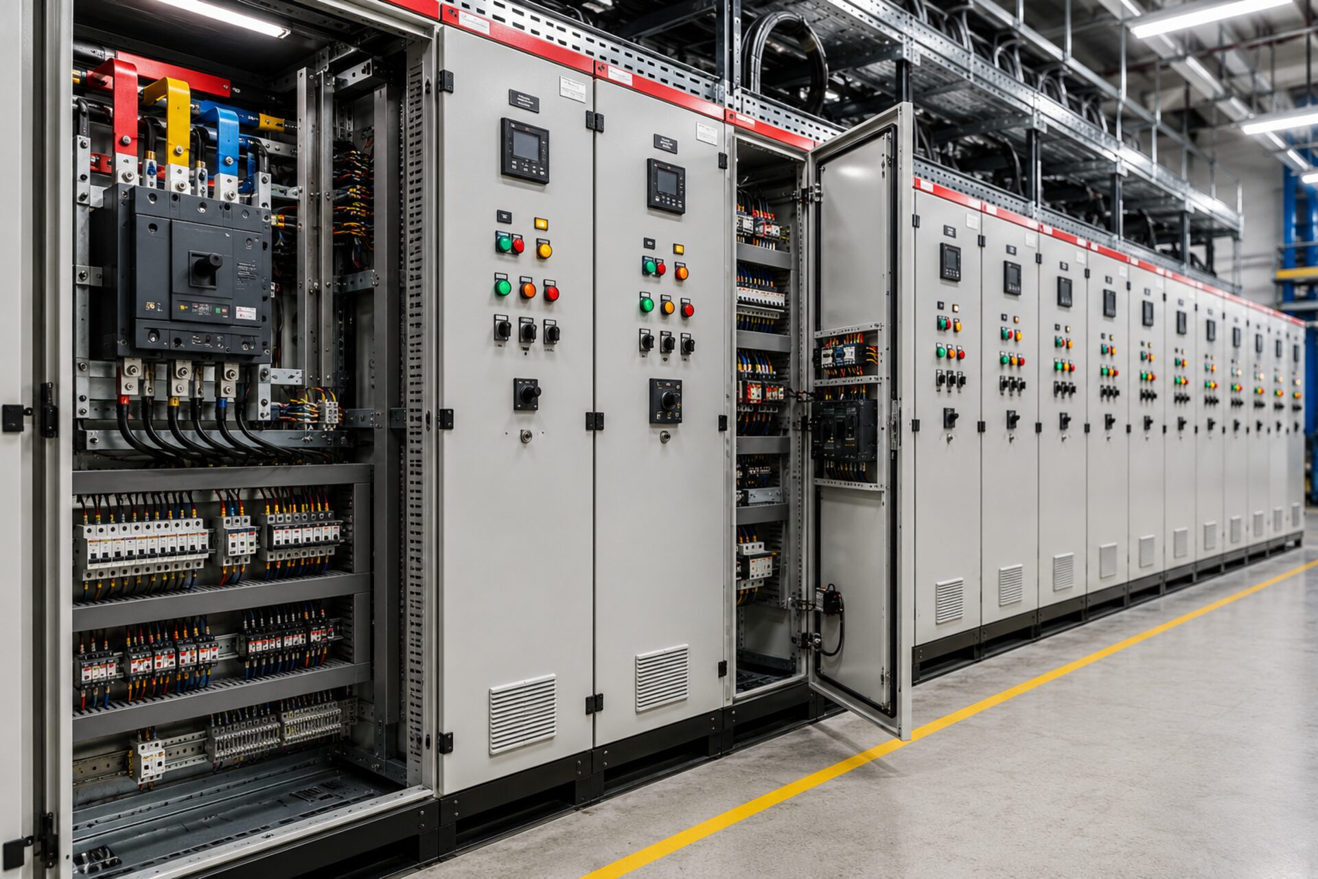 Open control panel showing automation components